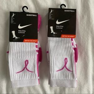 Bundle of 2 Pairs of Breast Cancer Awareness Nike Elite Basketball Socks